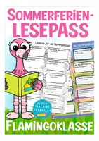 Vorschau - Arbeitsblätter - Sommerferien Lesepass Flamingoklasse Klassenmaskottchen Flamingo - Deckblatt