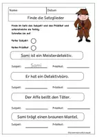 Vorschau - Arbeitsblätter - Finde Subjekt und Prädikat - Seite 1