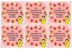 Vorschau - Bildkarten - Grußkarte für die Pfingstferien (mit Erdbeermilchshake-Rezept) - Seite 1