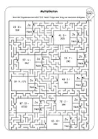 Vorschau - Arbeitsblätter - Addition/Subtraktion/Multiplikation/Division - Labyrinth - Seite 1
