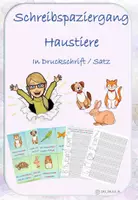 Vorschau - Arbeitsblätter - Schreibspaziergang Haustiere in Druckschrift (Satz) - in Silbenschrift - Deckblatt