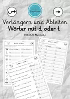 Vorschau - Arbeitsblätter - Verlängern und Ableiten anhand Nomen und Verben mit d oder t - Deckblatt