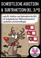 Vorschau - Stationenlernen - Schleichaufgaben: Schriftliche Addition und Subtraktion im Zahlenraum bis 1000 (Weihnachtsversion) - Deckblatt