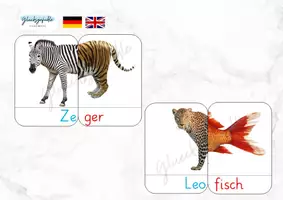 Vorschau - Stationenlernen - Tierhälften Silben Spiel, Silbentrennung lernen - Deckblatt