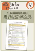 Vorschau - Arbeitsblätter - Ausführlicher Bewertungsbogen für Referate - Deckblatt