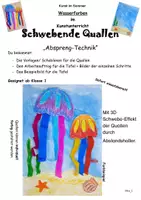Vorschau - Mal- und Bastelvorlagen - Kunst im Sommer: Schwebende Quallen (Abspreng-Technik) - Deckblatt