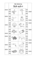 Vorschau - Stationenlernen - Klammerkarten "Sch sch" - Wörter (Druckschrift schwarz-weiß) - Seite 2