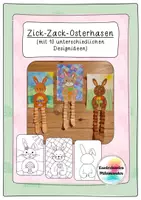 Vorschau - Mal- und Bastelvorlagen - Zick-Zack-Osterhase - Kunstidee Ostern, Kunst Grundschule - Deckblatt