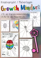Vorschau - Mal- und Bastelvorlagen - Growth Mindset - Kreativprojekt / Schreib- & Malvorlagen - Deckblatt