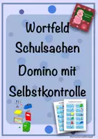 Vorschau - Spiele - Wortfeld: Schulsachen Domino mit Selbstkontrolle - Deckblatt