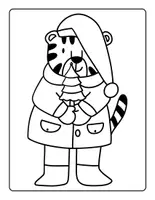 Vorschau - Mal- und Bastelvorlagen - Weihnachten Tiger Ausmalbilder/Malvorlagen - Feinmotorik - Seite 1