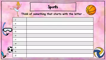 Vorschau - Arbeitsblätter - Sports - Think of sth. (letters) - Tablet oder analog - Seite 2