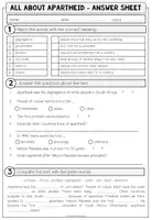 Vista previa - Hojas de trabajo - ALL ABOUT APARTHEID - Reading Comprehension (2-times differentiated + Conversation Strips) - página 3