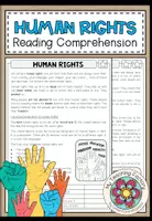 Vista previa - Hojas de trabajo - HUMAN RIGHTS - Reading Comprehension (2-times differentiated + Conversation Strips) - Portada