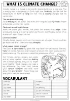 Vista previa - Hojas de trabajo - What is CLIMATE CHANGE? - Reading Comprehension (2-times differentiated + Conversation Strips) - página 2