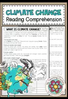 Vista previa - Hojas de trabajo - What is CLIMATE CHANGE? - Reading Comprehension (2-times differentiated + Conversation Strips) - Portada