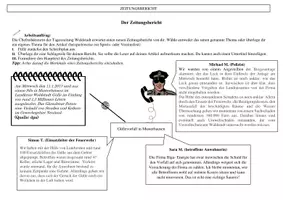 Vorschau - Arbeitsblätter - Zeitungsbericht schreiben (Unfallbericht zu Gülleunfall) - Deckblatt