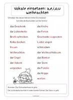 Aperçu - Feuilles d'exercices - Rätsel Vokale einsetzen Wortschatz Weihnachten - Page de couverture