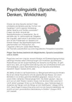 Vorschau - Arbeitsblätter - Psycholinguistik - Sprache, Denken, Wirklichkeit - Seite 1