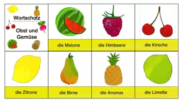 Vorschau - Fördermaterial/Inklusion - Obst und Gemüse - Wortschatz Karten, Wortschatzarbeit - Seite 1