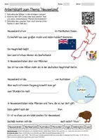 Vorschau - Arbeitsblätter - Lernposter + Arbeitsblatt "Neuseeland" + Onlineübung & MP3 + Infografik - Seite 1