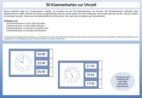 Vorschau - Stationenlernen - 50 Klammerkarten Uhrzeiten #fetzige55 - Deckblatt