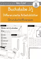 Vorschau - Arbeitsblätter - Buchstabe Jj - differenzierte Arbeitsblätter (Klasse 1) Grundschriftversion - Deckblatt
