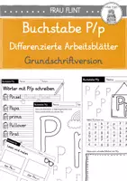Vorschau - Arbeitsblätter - Buchstabe Pp - differenzierte Arbeitsblätter (Klasse 1) Grundschriftversion - Deckblatt