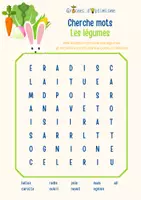 Aperçu - Feuilles d'exercices - Jeu gratuit à imprimer - Cherche mots - Les légumes - Page de couverture