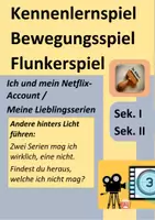 Vorschau - Spiele - Meine Serien /Ich und mein Netflix-Account: Kennenlernspiel, Bewegungsspiel, Flunkerspiel (Klassenrat, Vertretungsstunden, Medienerziehung, Klassenleitung) - Deckblatt