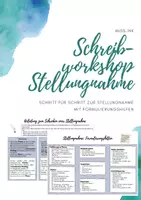 Vorschau - Arbeitsblätter - Schreibworkshop: Stellungnahme - Deckblatt