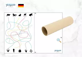 Vorschau - Spiele - Küchenpapierrolle/ Papp-, Basteln, Fußspuren, Wald Tiere, Spur nachfahren - Deckblatt
