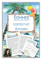 Vorschau - Arbeitsblätter - Sommer - Sachtext mit verschiedenen Aufgaben zum Text - Deckblatt