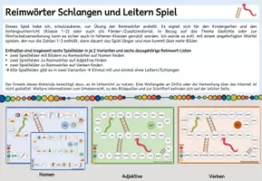 Vorschau - Stationenlernen - Spielfelder Reimwörter/ Reime - Seite 1