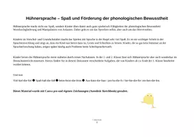 Vorschau - Arbeitsblätter - Hühnersprache - Förderung der phonologischen Bewusstheit - Seite 1