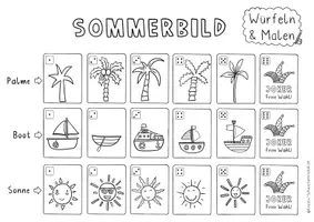 Vorschau - Spiele - Kunst Sommer, Würfeln und Malen Sommer, Meer, Strand, Kunst Grundschule - Seite 1