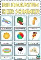 Aperçu - Matériel pour travaux manuels / dessin - Cartes d'images et cartes de mots "der Sommer" Allemand - Page de couverture