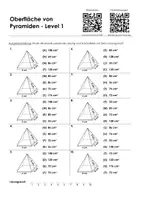 Vorschau - Arbeitsblätter - Oberfläche und Volumen von Pyramiden - Arbeitsblatt mit Multiple-Choice-Aufgaben - Deckblatt