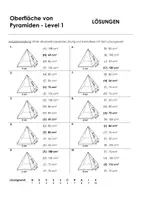 Vorschau - Arbeitsblätter - Oberfläche und Volumen von Pyramiden - Arbeitsblatt mit Multiple-Choice-Aufgaben - Seite 1