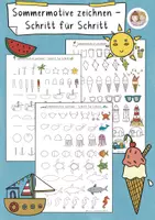 Vorschau - Arbeitsblätter - Sommer Kunst Grundschule, Sommermotive Schritt für Schritt zeichnen lernen - Deckblatt
