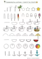 Vorschau - Arbeitsblätter - Sommer Kunst Grundschule, Sommermotive Schritt für Schritt zeichnen lernen - Seite 2