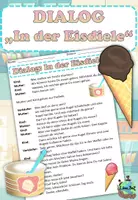 Vista previa - Hojas de trabajo - Diálogo (verbos modales) "In der Eisdiele" Alemán - Portada