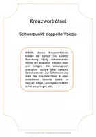 Vorschau - Arbeitsblätter - Kreuzworträtsel doppelte Vokale (differenziert) - Deckblatt