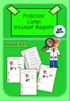 Vorschau - Unterrichtsreihen - Materialpaket - Forscherheft Magnete Professor Lumpi - Deckblatt