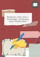 Vorschau - Arbeitsblätter - Vorlage Steckbrief Orts- und Heimatsage - Deckblatt