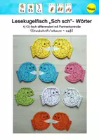 Vorschau - Stationenlernen - Lesekugelfisch mit "Sch sch" - Wörtern (GS schwarz-weiß) - Deckblatt