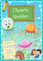 Vorschau - selbst erstellte Cliparts/Grafiken - 24 Cliparts - Meer und Küste - Quallen - Deckblatt