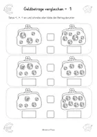 Vorschau - Arbeitsblätter - Geldbeträge vergleichen - Klasse 1 - dreifach differenziert - Seite 1
