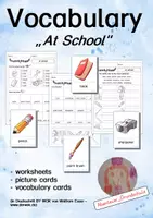 Aperçu - Feuilles d'exercices - Vocabulary: At School - Picture Cards and Worksheets - Page de couverture