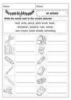 Aperçu - Feuilles d'exercices - Vocabulary: At School - Picture Cards and Worksheets - Page 3
